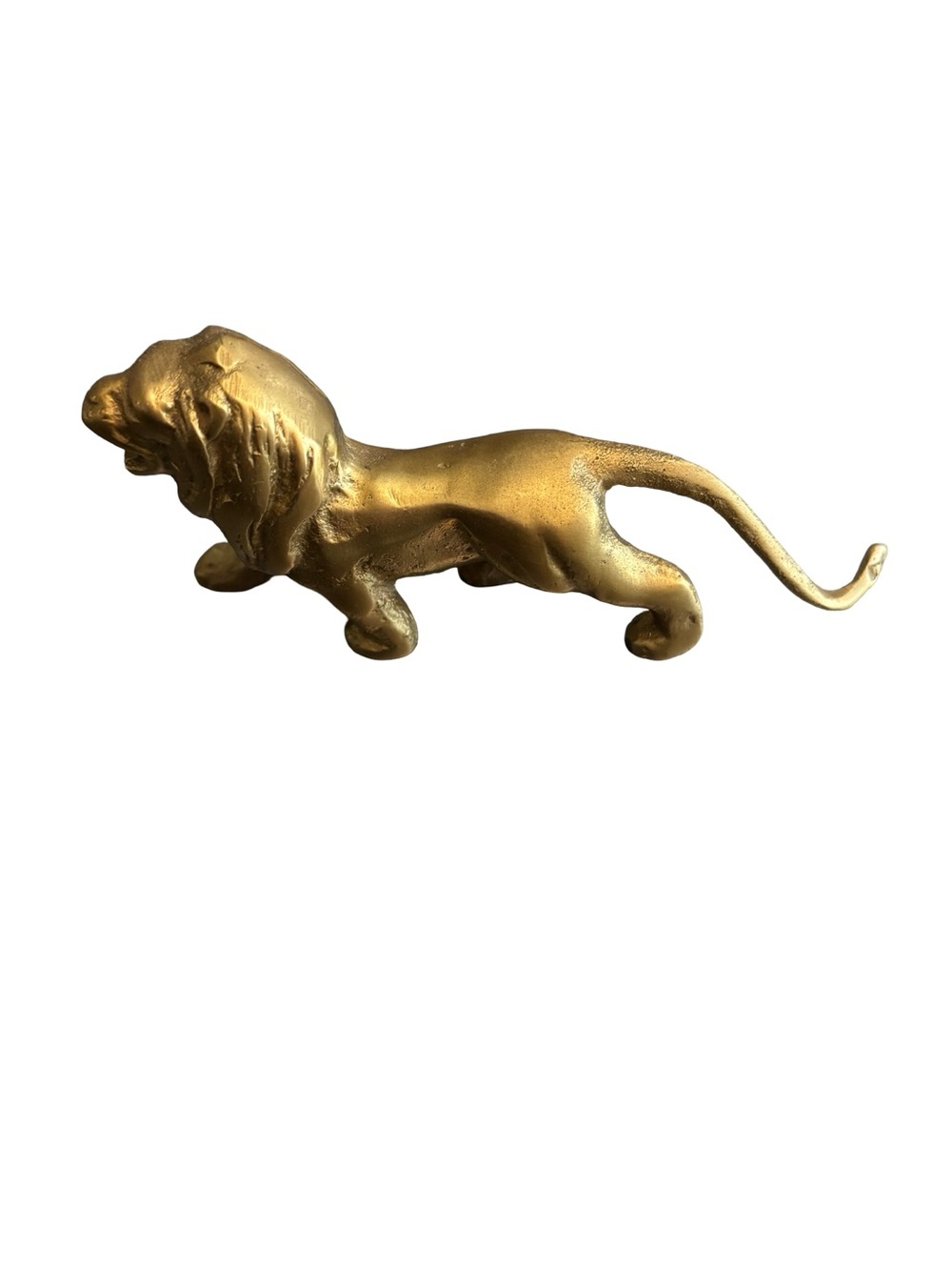 Vintage Brass Miniature Lion Figurine 5 Inch